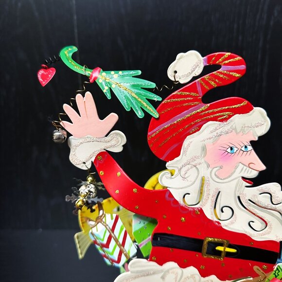 Santa's Christmas Fanciful Flights Metal Karen Rossi Silvestry Stand Card Holder - Picture 3 of 16